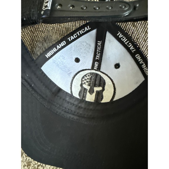 Highland Tactical Cap One Size Mens Black Trucker Hat Spartan Logo - Picture 2 of 4